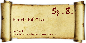 Szerb Béla névjegykártya